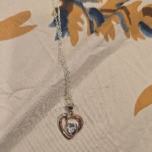 New Kohl's Silver and Gold Heart Pendant Necklace